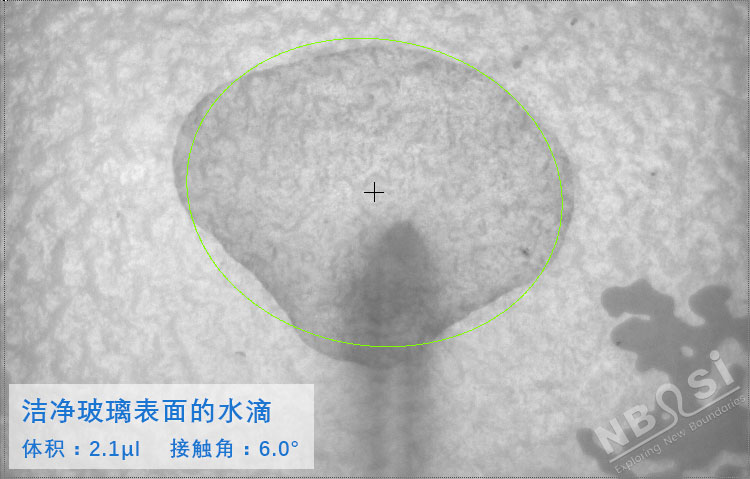 普通玻璃上的接触角6度